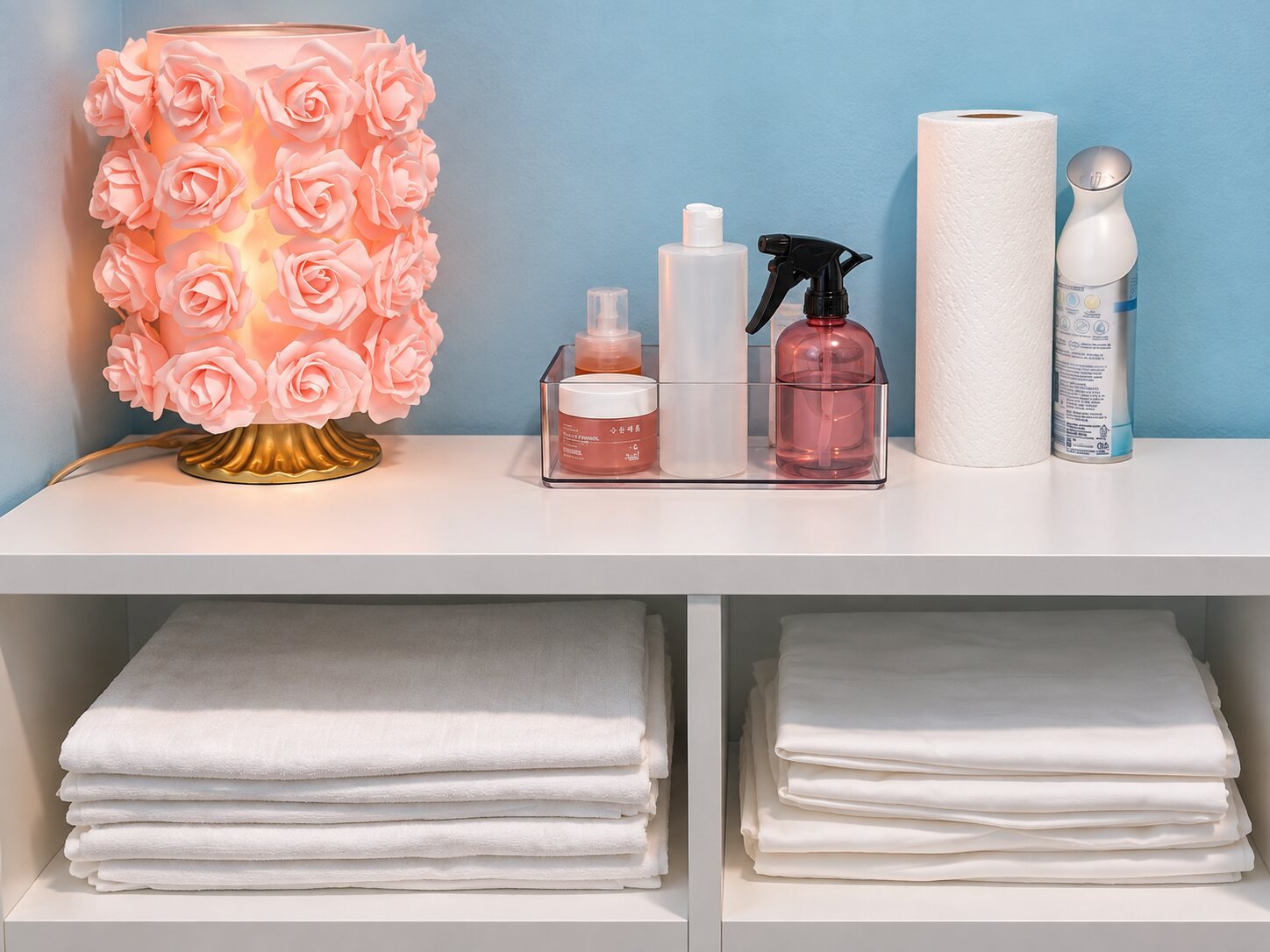 Clean folded massage linens prepared at Soleil Spa