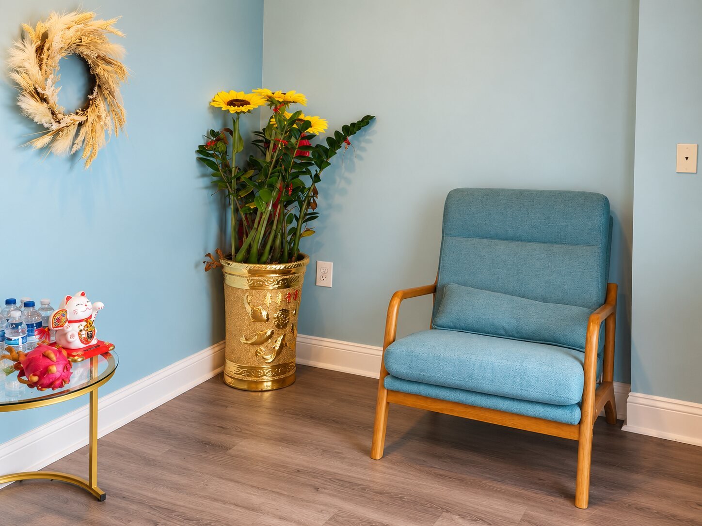 Comfortable waiting area at Soleil Spa
